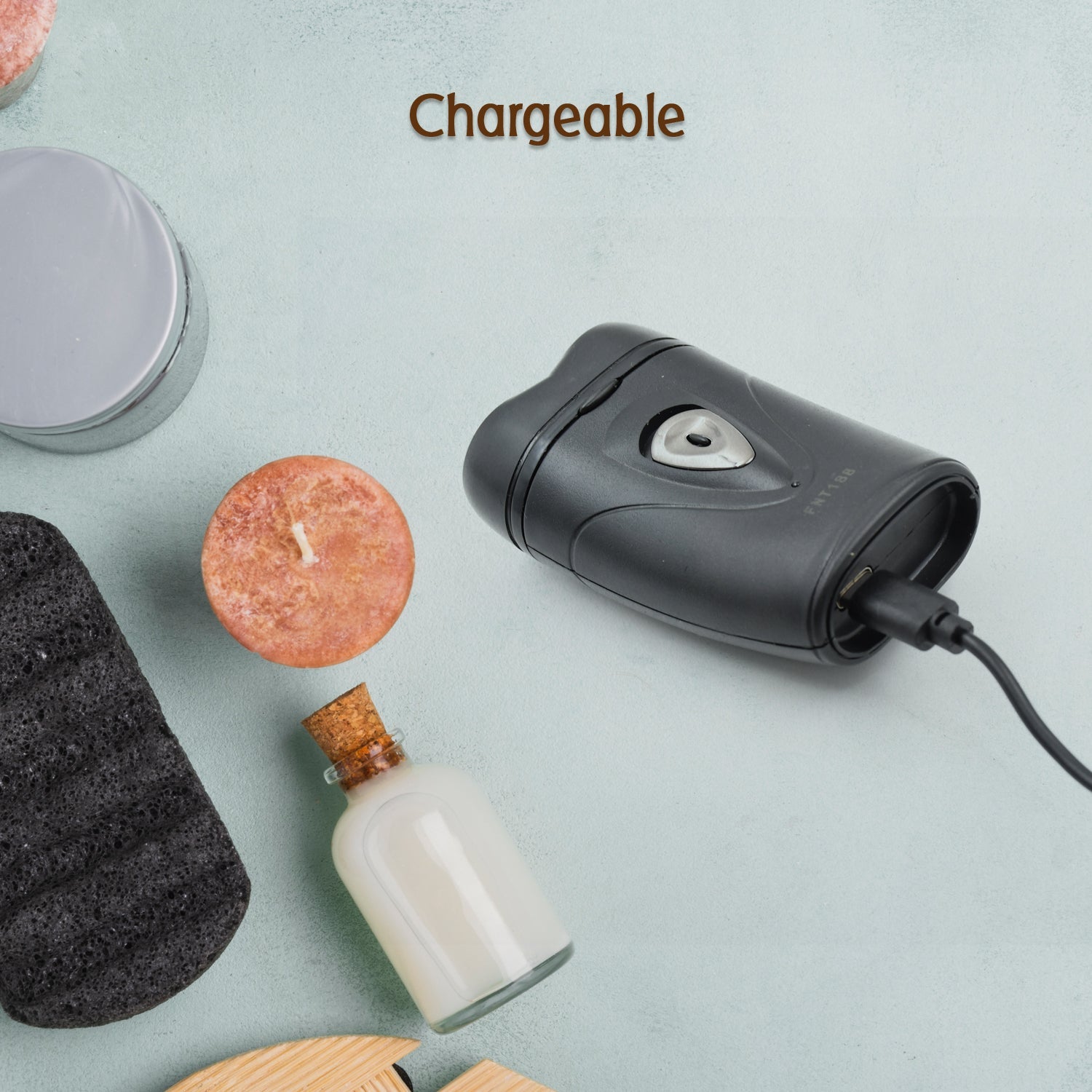 Compact electric shaver with USB charging for men. Compact electric shaver with USB charging for men.